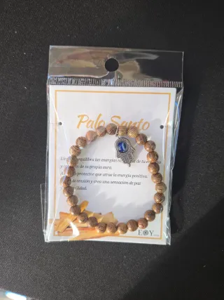 Pulsera Palo Santo Hamsa Ojo Azul
