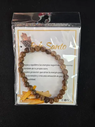 Pulsera Palo Santo Hamsa Ojo Azul