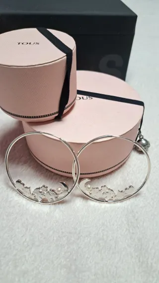 Pendientes Tous Aro Luna y Perla Plata