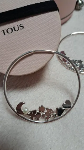 Pendientes Tous Aro Luna y Perla Plata