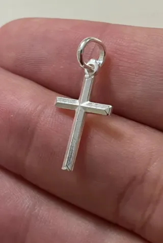 Clásico Colgante Cruz Lisa Plata De Ley 925