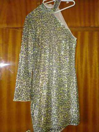 Vestido fiesta lentejuelas leopardo