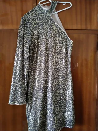 Vestido fiesta lentejuelas leopardo