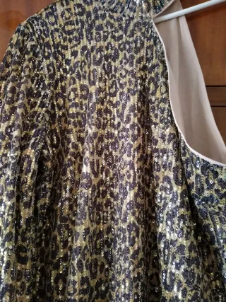 Vestido fiesta lentejuelas leopardo