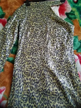 Vestido fiesta lentejuelas leopardo