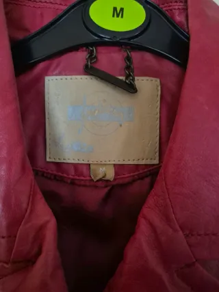 Cazadora cuero mujer roja talla M