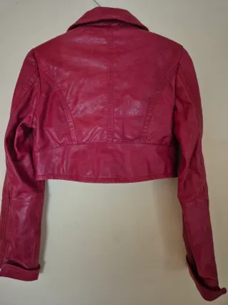 Cazadora cuero mujer roja talla M