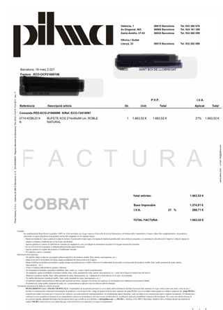 PILMA. Bufet de madera natural