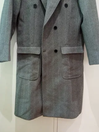 Abrigo de lana espiga gris