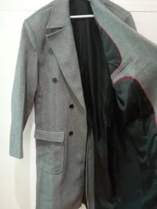 Abrigo de lana espiga gris