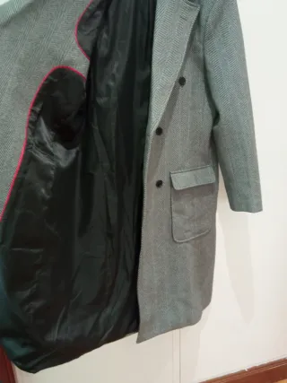 Abrigo de lana espiga gris