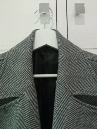 Abrigo de lana espiga gris