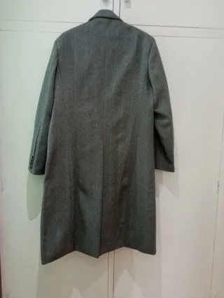 Abrigo de lana espiga gris