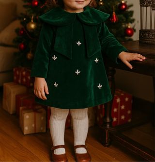 Vestito verde in velluto