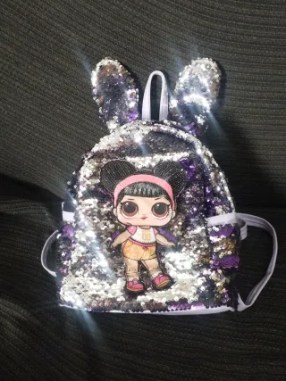 Mochila niña lentejuelas morada
