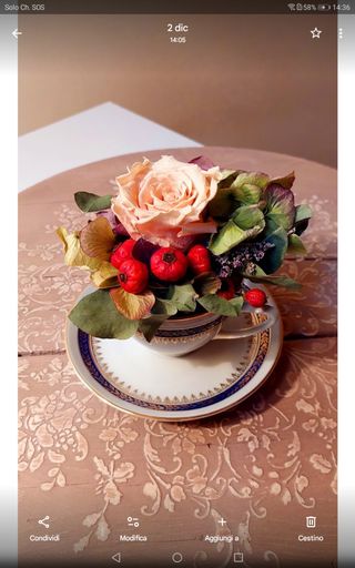 Composizione fiori stabilizzati in tazza