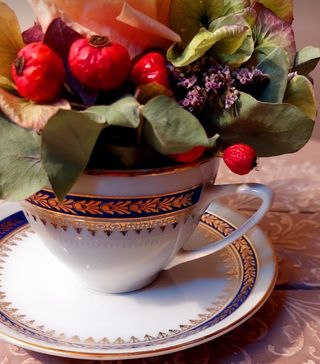 Composizione fiori stabilizzati in tazza