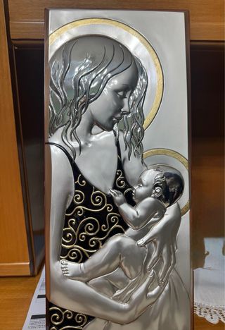 Quadro Madonna con Bambino in Argento
