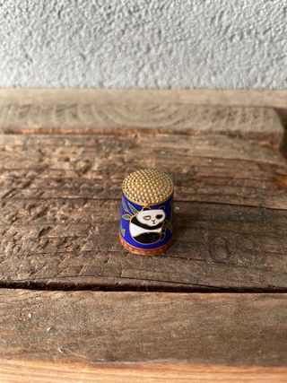 Ditale vintage cloisonné cinese con panda smaltato