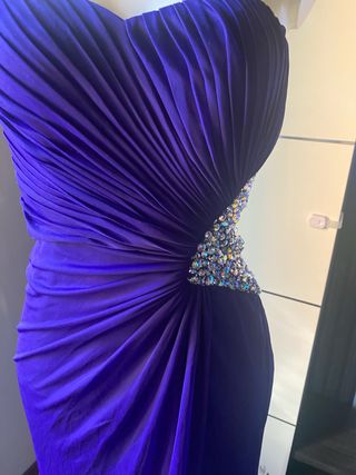 Abito lungo blu/viola con strass