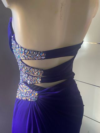 Abito lungo blu/viola con strass