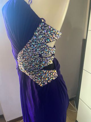 Abito lungo blu/viola con strass