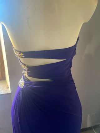 Abito lungo blu/viola con strass