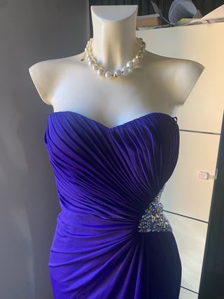 Abito lungo blu/viola con strass