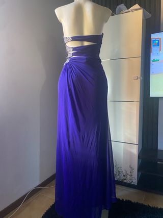 Abito lungo blu/viola con strass