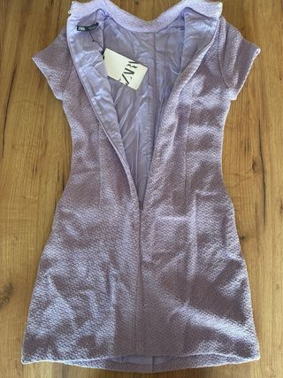 Vestido morado botones tweed