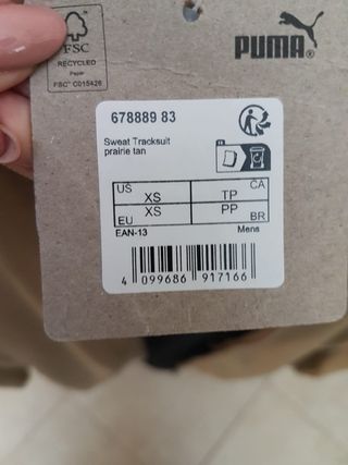 Tuta Puma Beige/Nera Uomo/Ragazzo Tg. XS