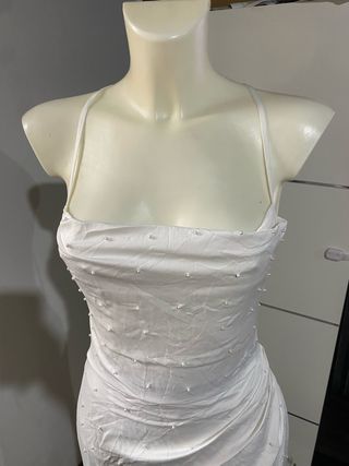 Abito lungo bianco perla