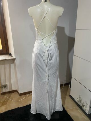 Abito lungo bianco perla