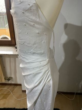 Abito lungo bianco perla