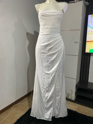 Abito lungo bianco perla