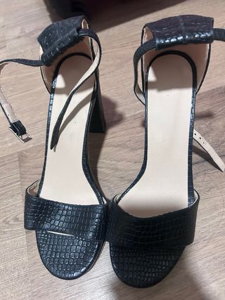 Zapatos de tacón negros mujer símil pie