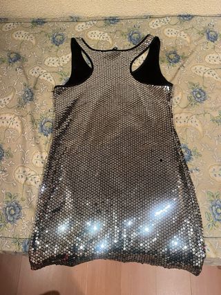 Vestido fiesta lentejuelas negro/plata