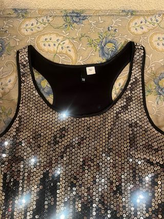 Vestido fiesta lentejuelas negro/plata