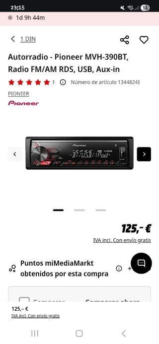 Radio Pioneer MVH-390BT Bluetooth