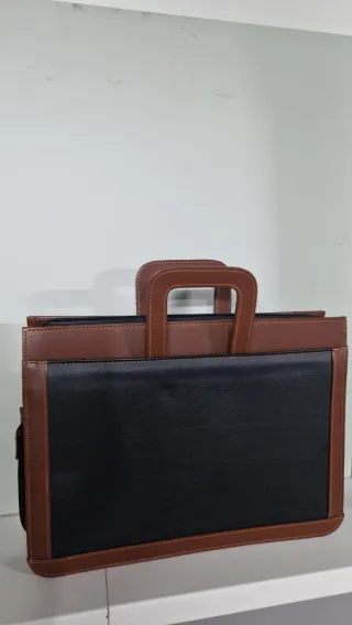 Maletín Piel ejecutivo Luca Vergani negro y marrón