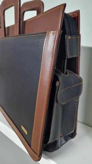 Maletín Piel ejecutivo Luca Vergani negro y marrón