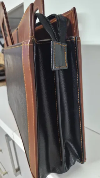 Maletín Piel ejecutivo Luca Vergani negro y marrón