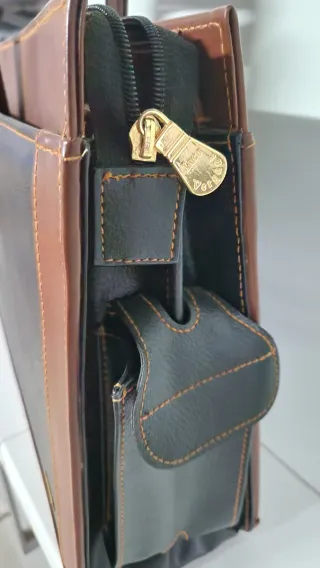 Maletín Piel ejecutivo Luca Vergani negro y marrón