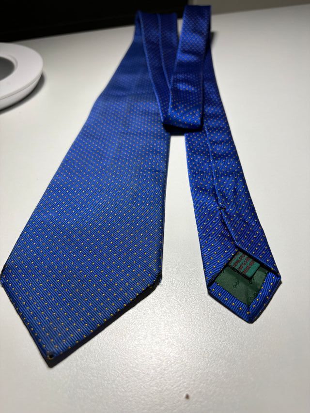 Corbata Andrew's Ties azul con puntos dorados