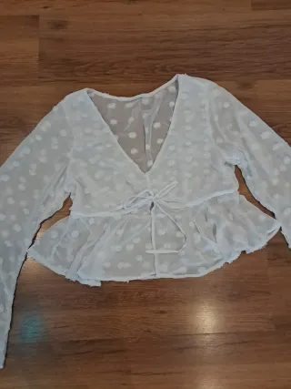 Blusa blanca holgada elegante talla M