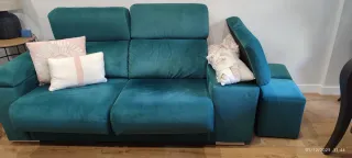 Sofá 3 plazas verde terciopelo