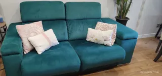 Sofá 3 plazas verde terciopelo