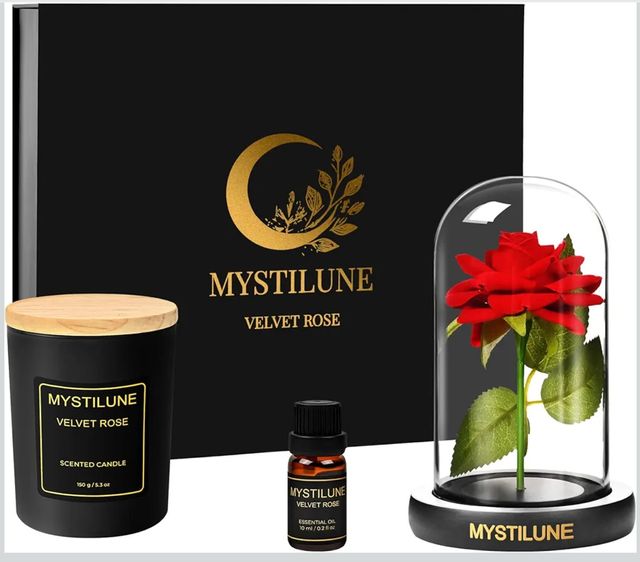 Confezione regalo Rosa eterna Cúpula + Candela + Olio