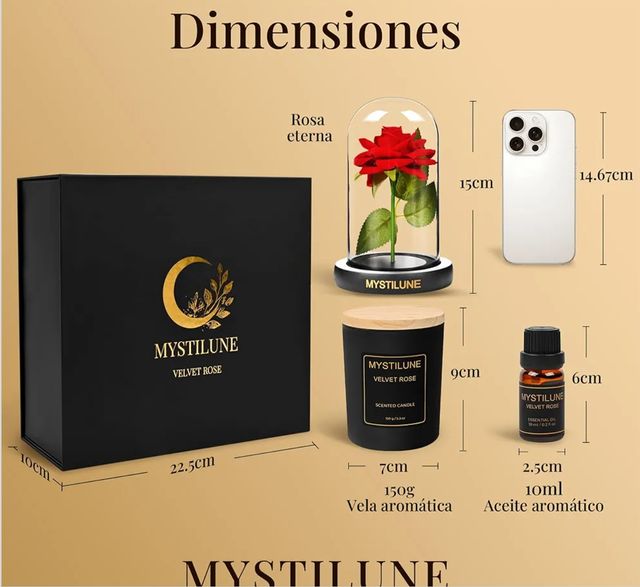Confezione regalo Rosa eterna Cúpula + Candela + Olio