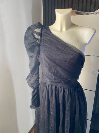 Abito lungo monospalla nero